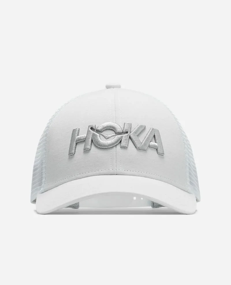 Hoka Core Logo Trucker in White - HOKA - FashionsVida