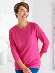 Baumwoll-Shirt 3/4 Arm - Himbeere - female - Size: 42