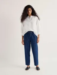 Pure Cotton Embroidered Blouson Sleeve Blouse White Mix female