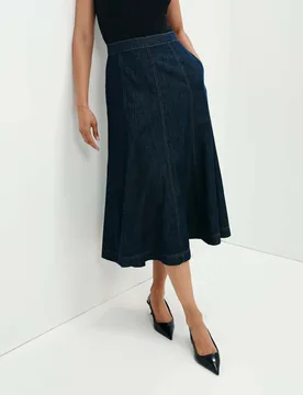 Denim Midi A-Line Skirt Indigo female - Finery London - FashionsVida