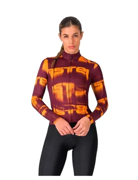 Maglia A Maniche Lunghe Blur Thermal Bordeaux / Orange - Castelli - FashionsVida