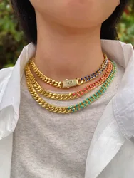 Gold Silver Color Metal Curb Link Chain Necklace Jewelry Accessories