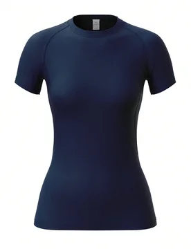 Top de yoga para mujer, camiseta elástica ajustada de secado rápido para correr, sujetador deportivo para trotar, camiseta básica de verano - Shein - FashionsVida