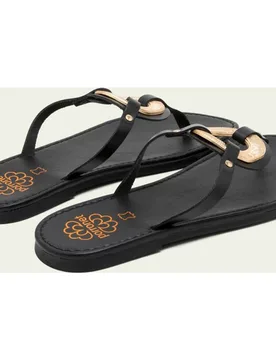 Sandalias de dedo de mujer de piel con adorno - Porronet - FashionsVida