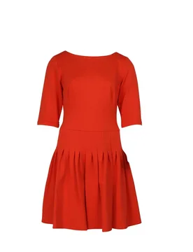 Women's Preloved Pleated Dress in Orange Viscose Size: 10 - Orange - Size: 10 - Issa - FashionsVida