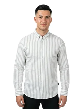 Vito Long Sleeve Shirt White / Dusty Green XL Men - Sea Ranch - FashionsVida