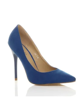 Women's High Stiletto Heel Pointed Toe Court Shoes in Navy Size: 3 - Navy - Size: 3 - Ajvani - FashionsVida