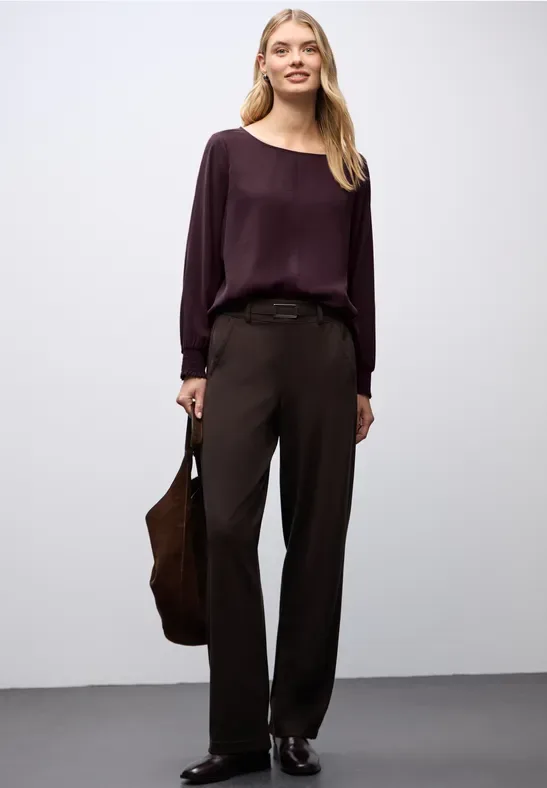 Bluse mit Smok-Bündchen female Rot - Street One - FashionsVida