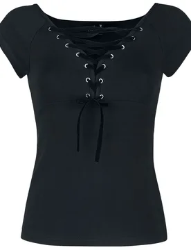 Rockabilly T-Shirt - Belladonna Top - XS bis XL - für Damen - Größe XS - schwarz - Frauen - female - Hell Bunny - FashionsVida