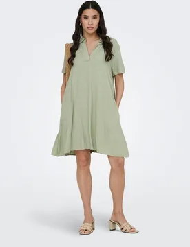 Vestido corto lino manga corta - JDY - FashionsVida