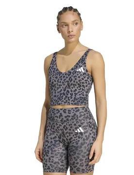Workout Essentials Leopard Print Vest Top Black Mix female - Adidas - FashionsVida