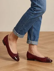 Leather Block Heel Pumps Burgundy female