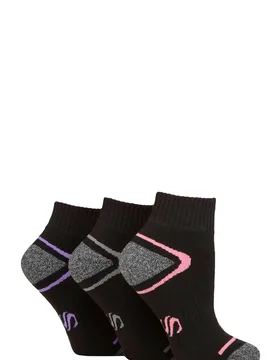Women's 3 Pair Performance Sport Cushioned Ankle Socks Black 4-8 - Black - Size: Small - SockShop - FashionsVida
