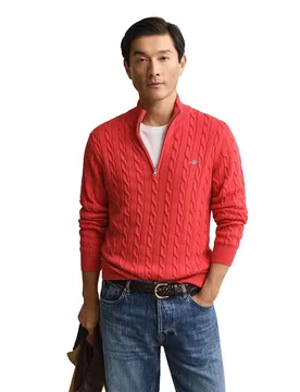 Maglione Con Mezza Zip 8050603 Rose Red M - Gant - FashionsVida