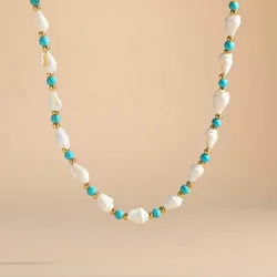 Ocean Style Shell Beads Chain Necklace for Women, Handmade Braided Adjustable Necklace, Stainless Steel Summer Beach Jewelry