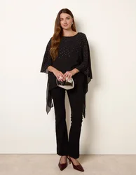 Rhinestone Tunic Top - ONE / BLACK - female