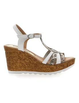 Sandali Bianchi e Fantasia Animalier con Zeppa MK31241 37 - PITTARELLO LOOK - FashionsVida