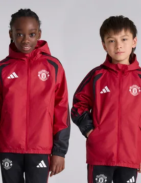Manchester United Kids 26/27 Training Tiro All Weather Jacket Red 13-14Y - Adidas - FashionsVida