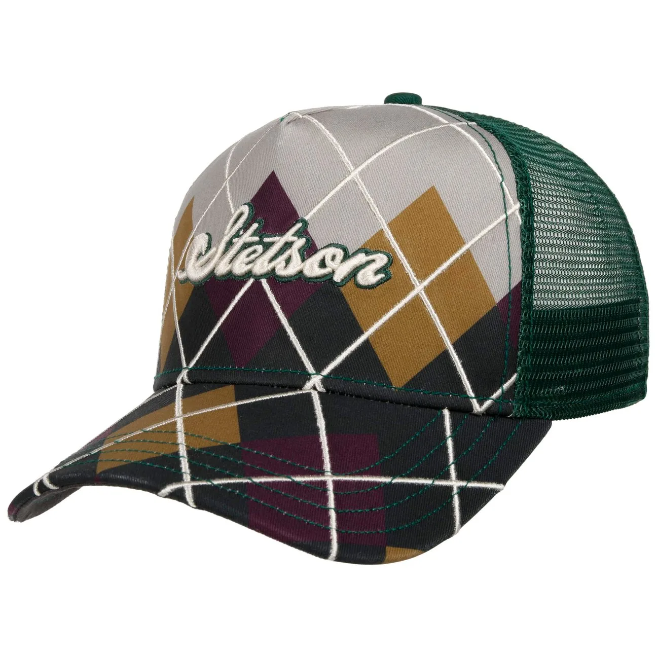 Argyle Check Trucker Cap by - mixed colours - Size: One Size - Stetson - FashionsVida