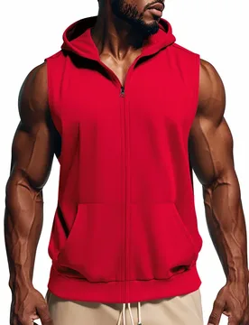 Men Zip Sleeveless Hood Vest Pocket Sweatshirt Gym Fitness Workout Casual Streetwear Layering Hoodie Gilet Male Sports Tank Tops - Aliexpress - FashionsVida
