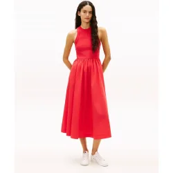 Vestido de mujer largo slim fit con falda popelín