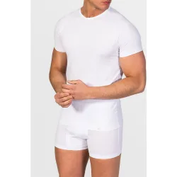 Camiseta interior de hombre de algodón egipcio de manga corta y cuello redondo