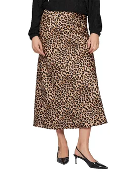 Gonna Midi Ellette Caramel Café / Leopard 42 - Vila - FashionsVida