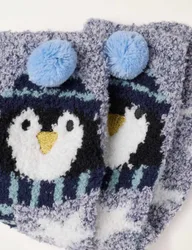 Penguin Fluffy Socks Blue Mix female