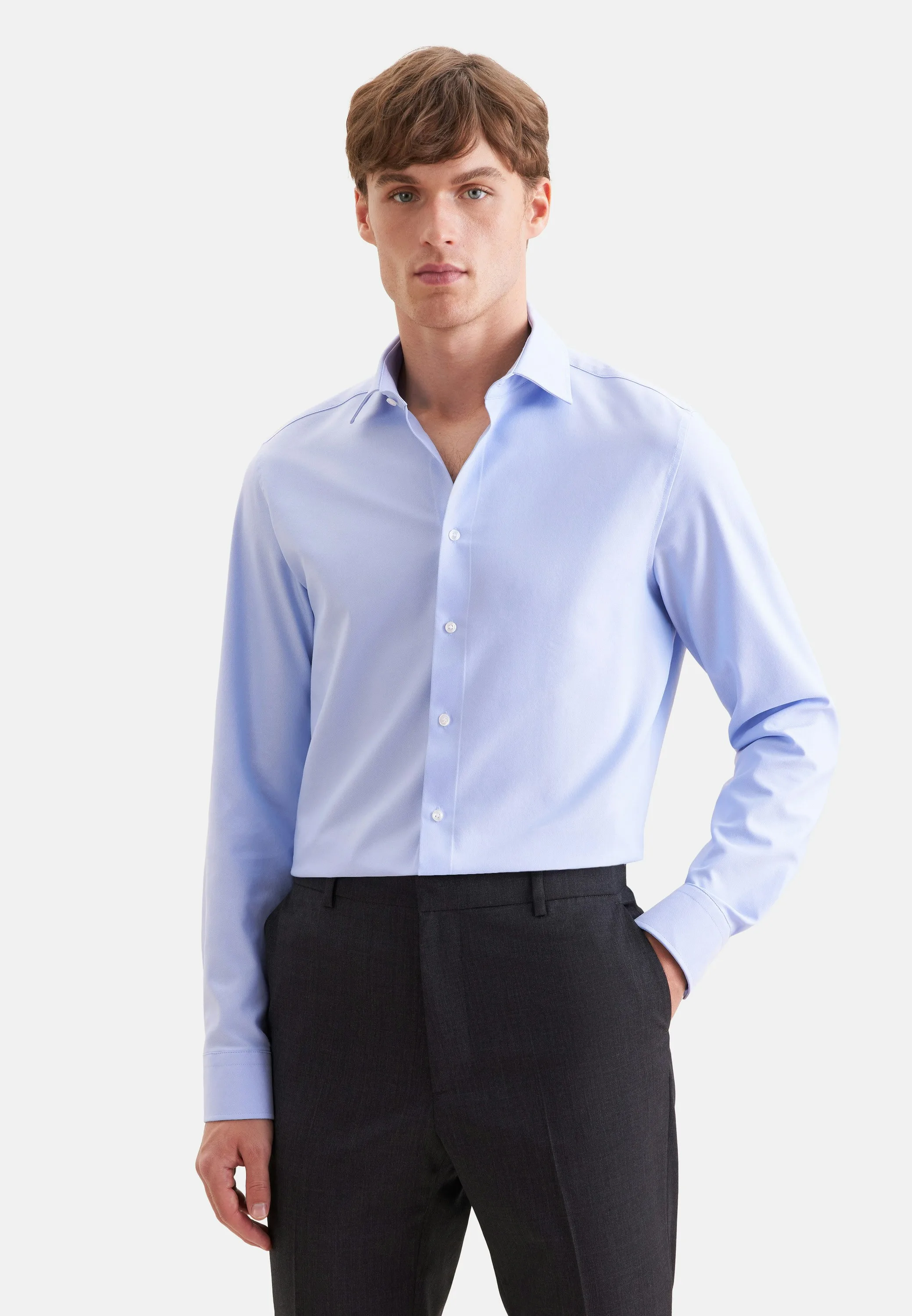 Slim Performance-Hemd Uni Blau 40 - Seidensticker - FashionsVida