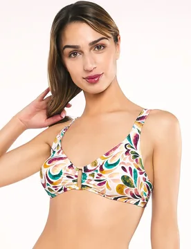 Sujetador de bikini hania top foam copa b contorno graduable - Red Point - FashionsVida