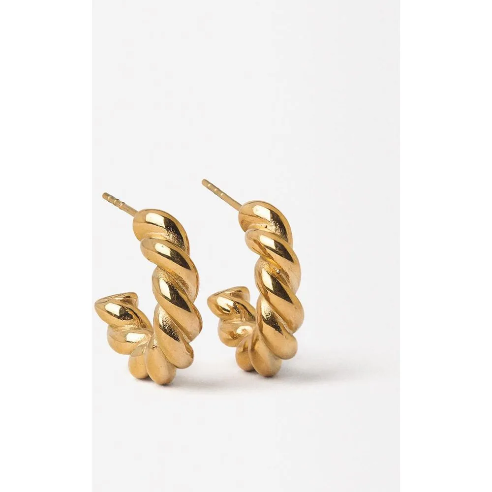 Pendientes de aro de acero inoxidable rizados en liso - Parfois - FashionsVida