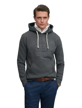 Felpa Con Cappuccio Tonal Applique Washed Black 2XL - Superdry - FashionsVida