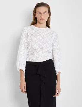 Blusa de mujer Jacquard con manga abombada - Trucco - FashionsVida
