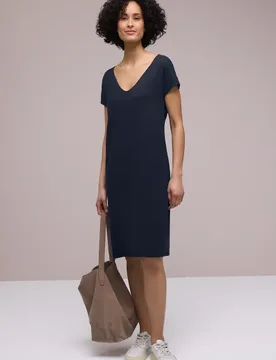 Knielanges Kleid aus Jersey female Blau - Street One - FashionsVida