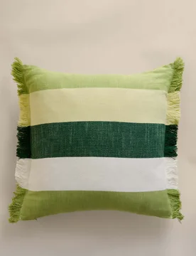 Pure Cotton Woven Striped Outdoor Cushion Green Mix - M&S - FashionsVida
