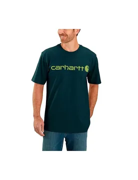 T-shirt à Manches Courtes Dearborn Relaxed Logo Dark Harbor Teal S - Carhartt - FashionsVida