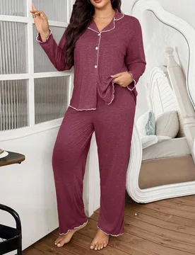 Mujeres de talla grande, tela de punto fino super suave con drapeado, solapa, frente abierto, ribete con volantes, ropa de abrigo casual holgada, ropa - Shein - FashionsVida
