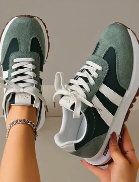 Zapatillas deportivas de suela gruesa para mujer 2026, zapatillas planas con cordones y suela gruesa para todas las estaciones, zapatillas de entrenam - Shein - FashionsVida