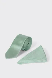 Men's Sage Tie & Pocket Square Set - Sage - Size: One Size