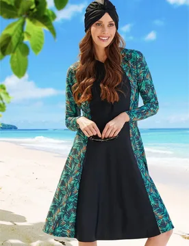 Womens Forest Oasis Zip Dress - - Size: S - Modest Mermaid - FashionsVida