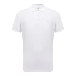 Mens Monogram Embroidered White Polo Shirt Cotton - Size Small