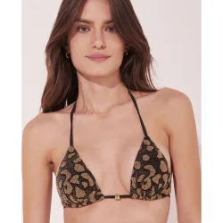 Top de bikini triángulo estampado con relleno