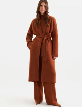 Long Cardigan mit Gürtel aus Cashmere Mix Braun XL - Seidensticker - FashionsVida