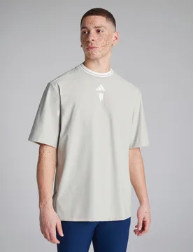 Manchester United x Golf Beyond Mock Polo Shirt Beige S - Adidas - FashionsVida