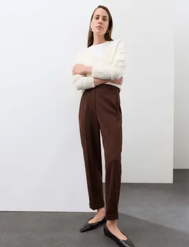 Wool Blend Tapered Leg Trousers Mahogany female - Autograph - FashionsVida