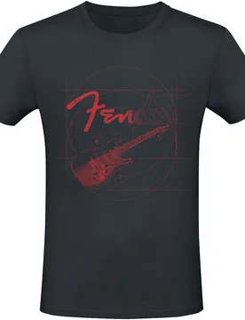 T-Shirt - Red Guitar - XXL bis 3XL - für Männer - Größe XXL - schwarz - Lizenziertes Merchandise! - Männer - male - Fender - FashionsVida