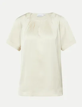 Kurzarmbluse mit Raffung Beige 44 - Comma - FashionsVida