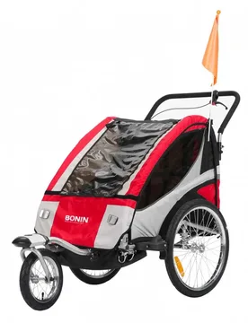 Rimorchio Per Bicicletta Ncab Dlx Red / Grey / Black - BONIN - FashionsVida