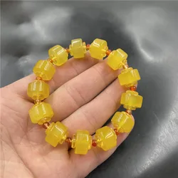 New agate abacus , unisex yellow chalcedony tube bead bracelet