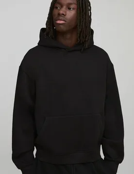 Herren Basic Oversize Boxy Hoodie Sweatshirt Black Größe Large - boohooMAN - FashionsVida